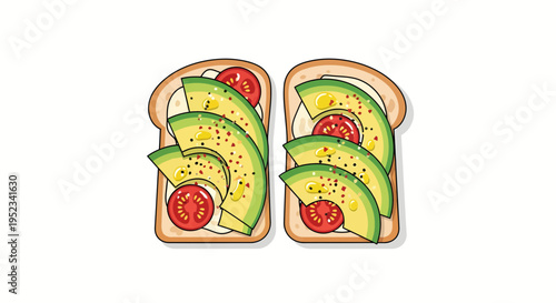 Delicious Avocado Toast with Cherry Tomatoes and Seasoning.