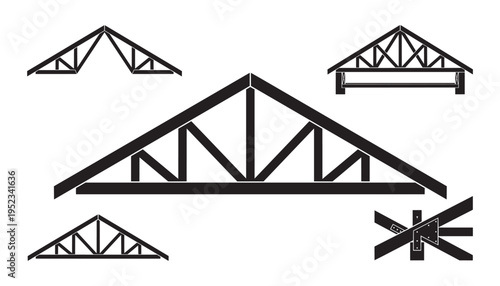 Set of architectural roof trusses illustration vector