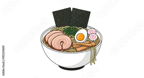 Delicious Bowl of Japanese Ramen Noodles with Toppings 5.