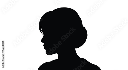 Elegant woman with an updo hairstyle striking profile silhouette