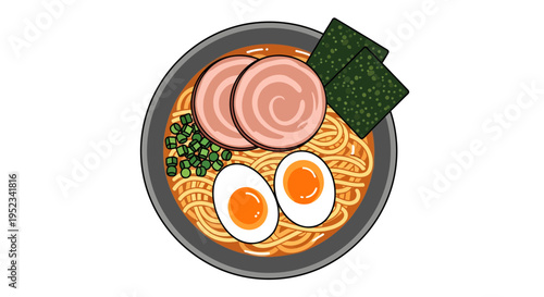 Delicious Bowl of Ramen Noodles with Toppings 6.