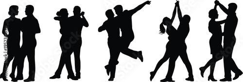 Dancing, couples, silhouette, romantic, people, dance, partners, love, movement, celebration, black, figures, social, ballroom, tango, salsa, relationship, together, happiness, lifestyle