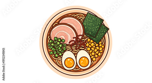 Delicious Bowl of Ramen Noodles with Toppings 7.