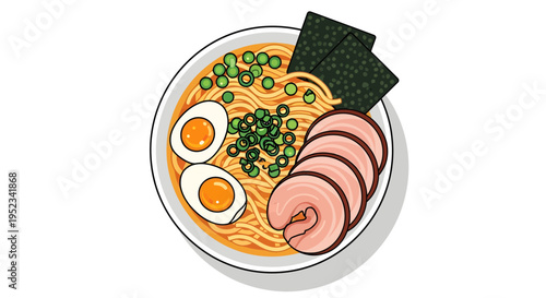Delicious Bowl of Ramen Noodles with Toppings 12.