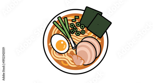 Delicious Bowl of Ramen Noodles with Toppings.