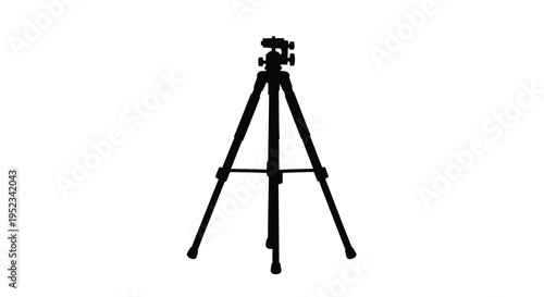 A black silhouette of a camera mounted on a tripod silhouette
