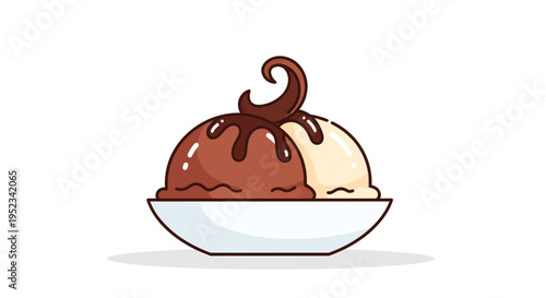 Delicious Chocolate and Vanilla Ice Cream Sundae.