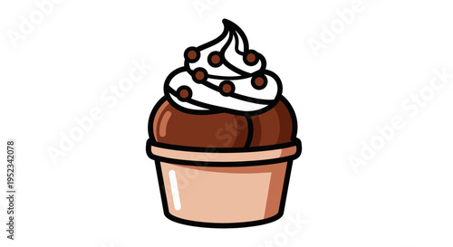 Delicious Chocolate Cupcake with Swirled Frosting and Sprinkles.