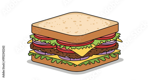 Delicious Double Decker Sandwich with Fresh Ingredients.