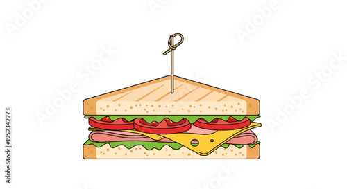 Delicious Club Sandwich Illustration with Toasted Bread and Fresh Ingredients.