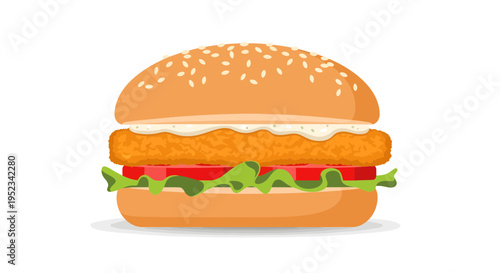 Delicious Fish Burger with Sesame Seed Bun.