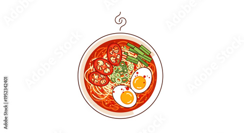 Delicious Ramen Bowl with Noodles and Egg 1.