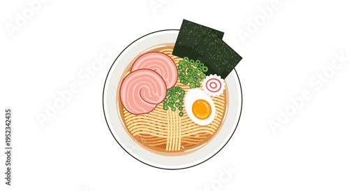 Delicious Ramen Bowl with Noodles and Toppings 5.