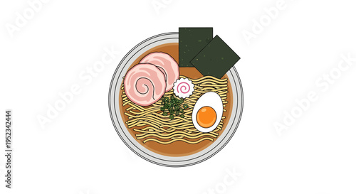 Delicious Ramen Bowl with Noodles and Toppings.