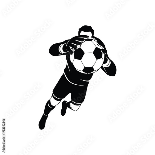 Vector Soccer Goalkeeper Silhouette – Dynamic Goalie Jump Save Football Pose Illustration