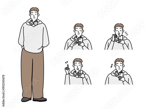 スマホを操作する若いカジュアルな男性