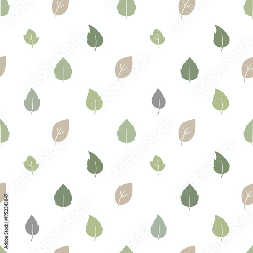 Pattern of muted, desaturated leaf shapes scattered across a white background
