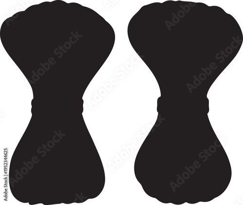 Clean abstract black vector design featuring two symmetrical cinched forms, ideal for minimalist graphic elements and modern creative projects