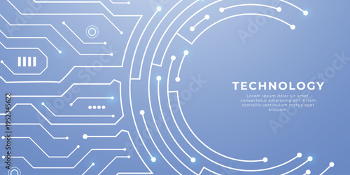 circular portal with luminous circuit patterns radiating on digital tech backdrop. Blue neon frame featuring HUD interface, cyber elements, and electronic board aesthetics.