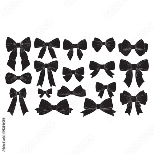 A collection of black bow tie designs on white background