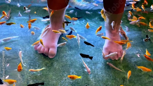 Fish Spa Pedicure Treatment with Garra Rufa and Small Doctor Fish in Water