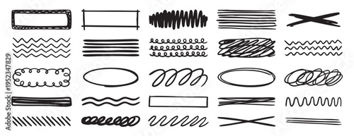 Tableau sur toile Hand drawn swirl set