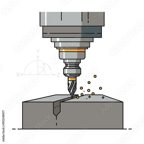 CNC Milling Machine Cutting Metal Block Precision Engineering.