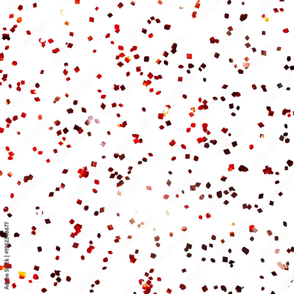 Fototapeta premium Scattered red confetti falling on a transparent background