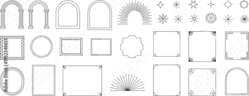Architectural Design Elements Collection: A comprehensive compilation of intricate architectural design elements, featuring a variety of arches, frames.