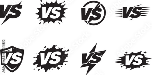 versus vs battle icon set comparison symbols pack, competition vs icons minimal design collection set, versus symbol icons comparison battle pack