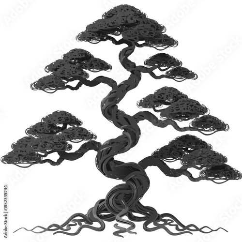 Artistic Metal Bonsai Tree Sculpture - Twisted Wire Pine Tree Decor