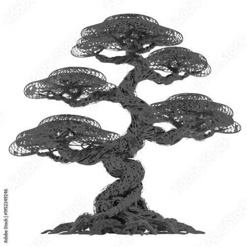 Artistic Metal Bonsai Tree Sculpture - Twisted Wire Pine Tree Decor