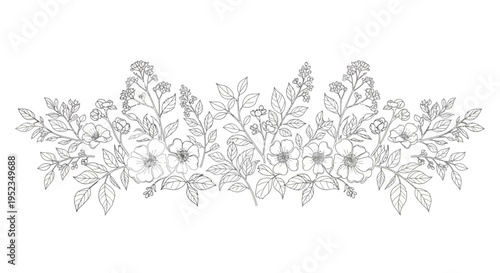 Detailed floral wedding garland illustration.