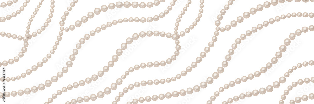 Obraz premium Luxurious Intertwined Strands of Cream Pearls Creating an Elegant Flowing Pattern on White for Jewelry, Fashion, and Event Graphics