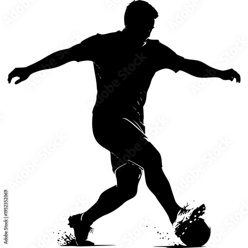 Soccer Silhouette: A dynamic silhouette of a soccer player mid-action, showcasing skillful ball control.
