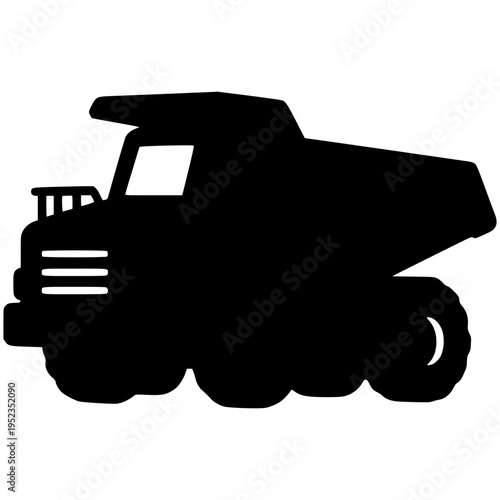 Silhouette of a heavy-duty dump truck: This image features a stark silhouette of a robust dump truck, symbolizing industrial strength and logistical efficiency.