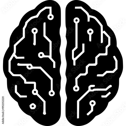 Digital Brain: A sophisticated graphic representing the human brain, integrated with circuit board elements, suggesting innovation in technology. 