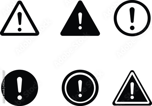 A set Caution warning signs. Exclamation danger sign. Warnings, attention symbol. Triangle warning flat style - stock vector. isolated on transparent background