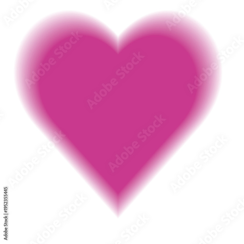 Pink heart with fuzzy blurred edge vector illustration. Soft glowing shape with diffused gradient outline. Romantic dreamy design element for Valentine’s Day cards. Love feminine poster