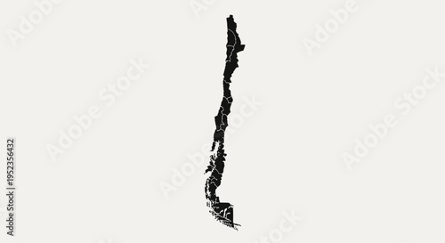 Chile Map Outline Black Silhouette Isolated on White Background