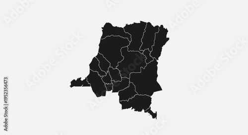 Democratic Republic of Congo Map Silhouette with Internal Provinces