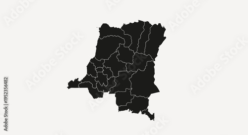 Democratic Republic of Congo Map Silhouette with Provinces