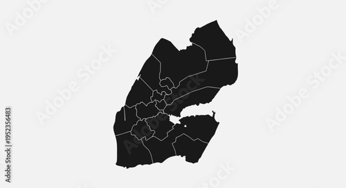 Djibouti Map Silhouette - Administrative Divisions