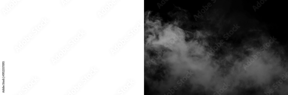 Fototapeta premium Realistic White Smoke Fog Overlay on Dual Background.