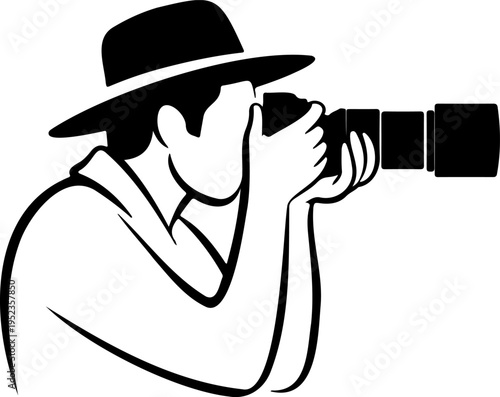 Photographer With Camera Taking Picture