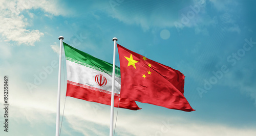 Photography Iran national flag fluttering