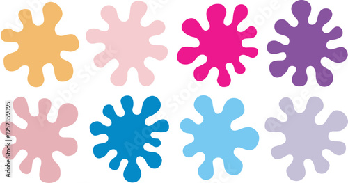  A collection of colorful cartoon virus or bacteria illustrations on a white background victor illustration