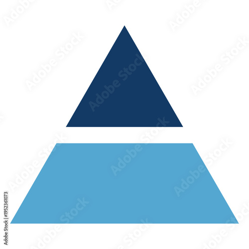 Triangle shape diagram icon on white page. Triangular vector diagram icon on white page. Colourful 2 layer infographic pyramid icons on white background. EPS 10. 