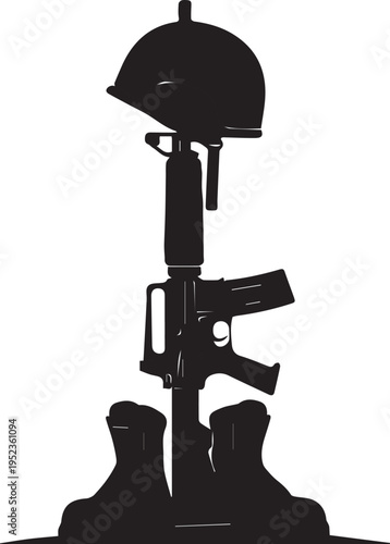 Fallen soldier memorial vector illustration silhouette remembrance concept