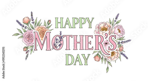 Happy mother's day greeting with delicate floral accents and elegant typography